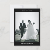 Foto Hochzeit von Schwarzweiß-Typografie Dankeskarte (Vorderseite)