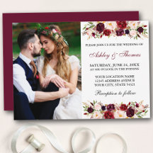 Foto Hochzeit von Watercolor Floral Burgundy