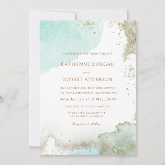 Foto Hochzeit von Watercolor Pastel Blue Einladung (Vorderseite)