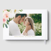 Foto Hochzeit von weißen und blütigen Frühlingsblu Gästebuch (Rückseite)