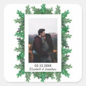 Foto Hochzeit von Winterbaumbranchen Quadratischer Aufkleber (Vorderseite)