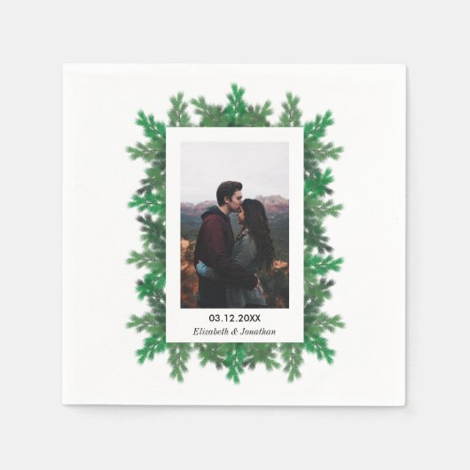 Foto Hochzeit von Winterbaumbranchen Serviette (Vorderseite)