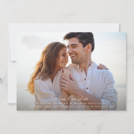 Foto Hochzeit Website QR Code Goldflorale Save The Date (Vorderseite)