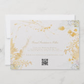 Foto Hochzeit Website QR Code Goldflorale Save The Date (Rückseite)