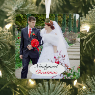 Foto Hochzeit Weihnachten neu Vermählte Ornament Aus Metall