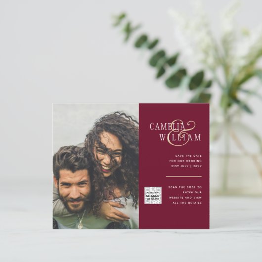 FOTO Hochzeitaufenthalt Rett Datum QR-Code (Stehend Vorderseite)