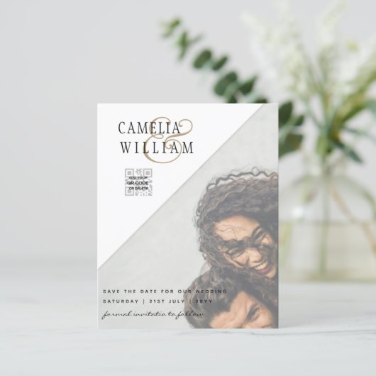 FOTO Hochzeitaufenthalt Rett Datum QR-Code (Stehend Vorderseite)