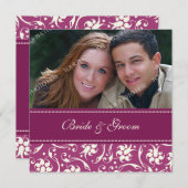 Foto-Hochzeits-Einladungs-rosa Sahnemuster Einladung (Vorne/Hinten)