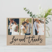 Foto-Hochzeits-Liebe und Dank Kraftpapier des Dankeskarte (Stehend Vorderseite)
