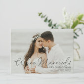 Foto Hochzeitsankündigung & Empfang Black Invit Einladung (Stehend Vorderseite)