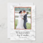 Foto Hochzeitsankündigung für Kupfermarmor Empfang Einladung (Vorderseite)