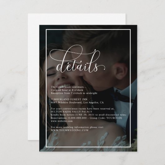 Foto Hochzeitsdetails für Vellum Black & White Ove Begleitkarte (Vorne/Hinten)