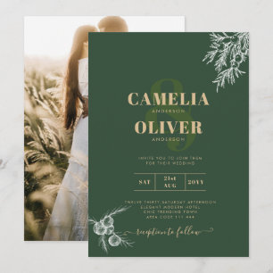 FOTO Hochzeitseinladung Juniper Green Modern Günst Einladung