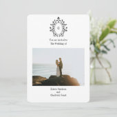 Foto-Hochzeitseinladung mit Monogramm Einladung (Stehend Vorderseite)