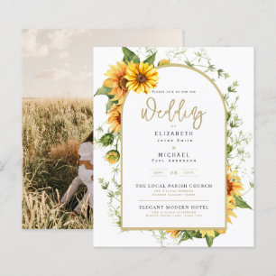 Foto-Hochzeitseinladung mit Sonnenblumen