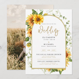Foto-Hochzeitseinladung mit Sonnenblumen Einladung