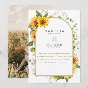 Foto-Hochzeitseinladung mit Sonnenblumen Einladung