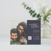 Foto Hochzeitseinladung Retten Datum QR-Code (Stehend Vorderseite)