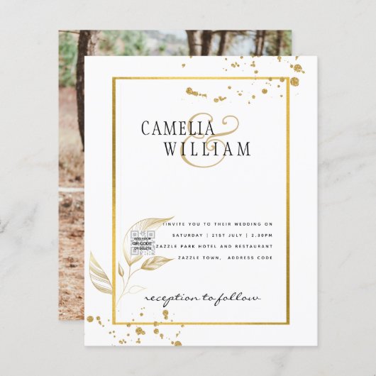 Foto Hochzeitseinladung Retten Datum QR-Code (Vorne/Hinten)