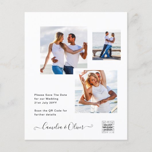 Foto Hochzeitseinladung Retten Datum QR-Code (Vorderseite)
