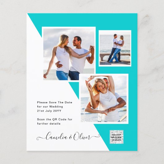 Foto Hochzeitseinladung Retten Datum QR-Code (Vorderseite)