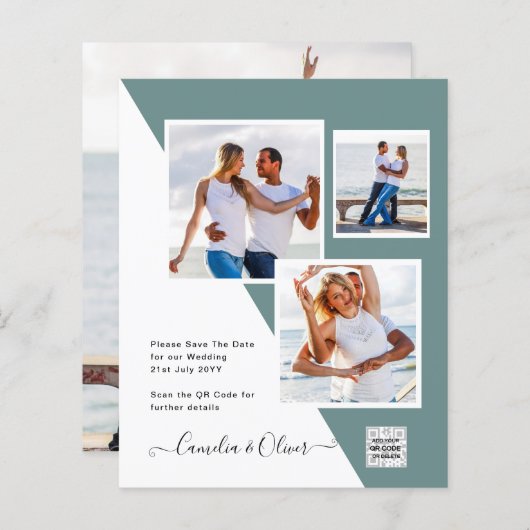 Foto Hochzeitseinladung Retten Datum QR-Code (Vorne/Hinten)