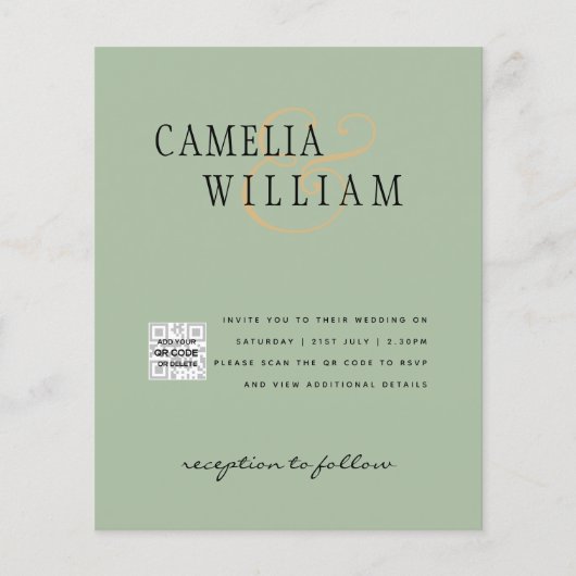 Foto Hochzeitseinladung Retten Datum QR-Code (Vorderseite)