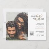 Foto Hochzeitseinladung Retten Datum QR-Code Einladung (Vorderseite)