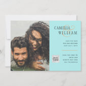 Foto Hochzeitseinladung Retten Datum QR-Code Einladung (Vorderseite)