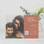 Foto Hochzeitseinladung Retten Datum QR-Code Einladung (Stehend Vorderseite)
