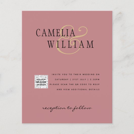 Foto Hochzeitseinladung Retten Datum QR-Code Flyer (Vorne)