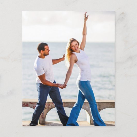 Foto Hochzeitseinladung Retten Datum QR-Code Flyer (Hinten)