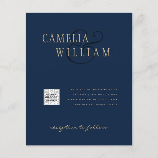 Foto Hochzeitseinladung Retten Datum QR-Code Flyer (Vorne)