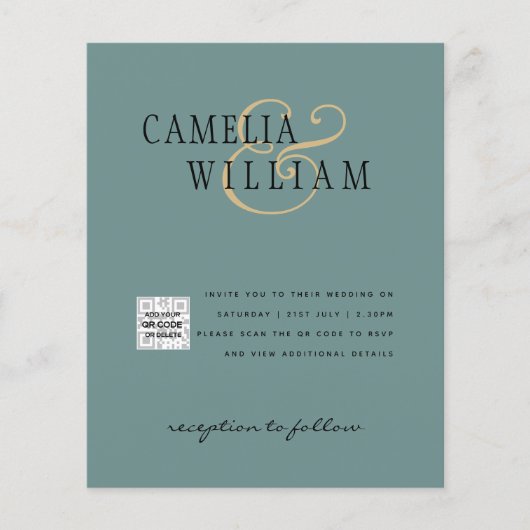 Foto Hochzeitseinladung Retten Datum QR-Code Flyer (Vorne)