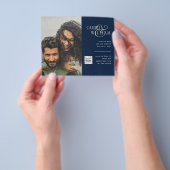 Foto Hochzeitseinladung Retten Datum QR-Code Flyer (Gruppe)