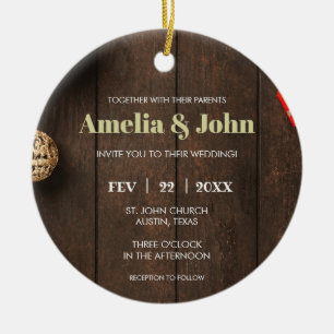 Foto-Hochzeitseinladung Weihnachten  Keramik Ornament