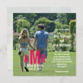 Foto Hochzeitseinladungen Drei Monogramme Rosa Einladung (Vorne/Hinten)