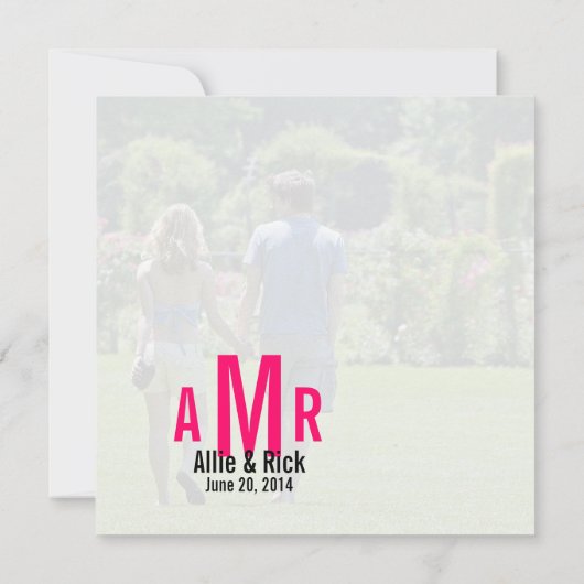 Foto Hochzeitseinladungen Drei Monogramme Rosa Einladung (Rückseite)