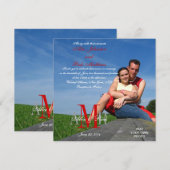 Foto Hochzeitseinladungen Monogramme Rot Weiß Einladung (Vorne/Hinten)