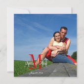 Foto Hochzeitseinladungen Monogramme Rot Weiß Einladung (Rückseite)