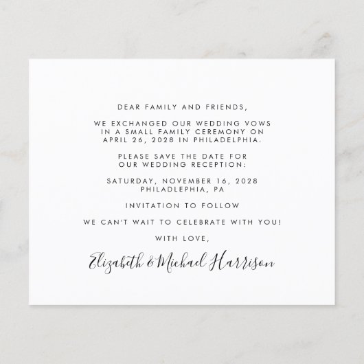 Foto Hochzeitsempfang Save the Date (Rückseite)