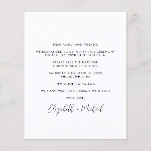 Foto Hochzeitsempfang Save the Date (Rückseite)