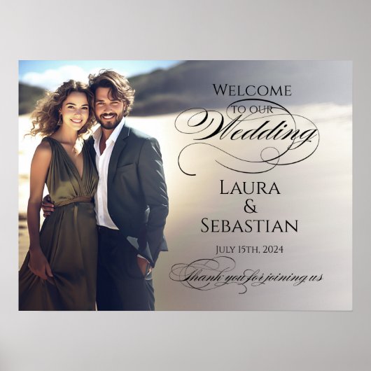 Foto Hochzeitsempfang Zeichen elegante Kalligraphi Poster (Vorne)