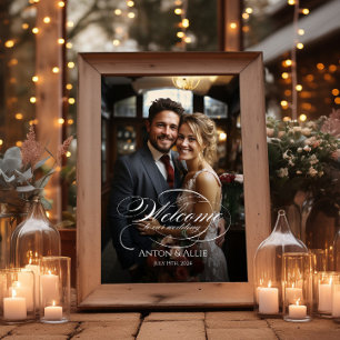 Foto Hochzeitsempfang Zeichen elegante Kalligraphi Poster