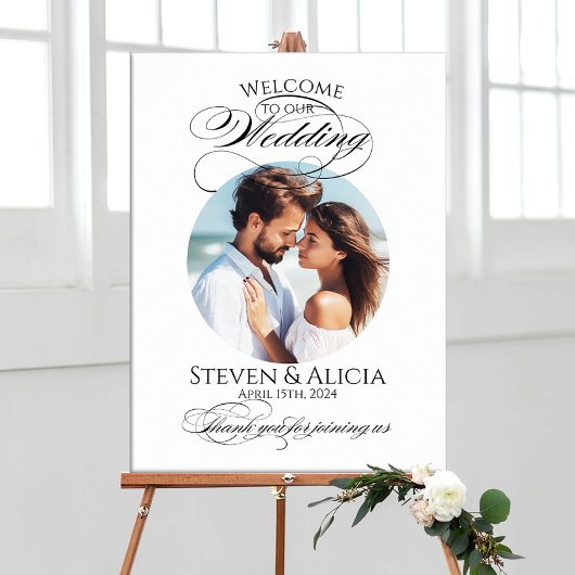 Foto Hochzeitsempfang Zeichen elegante Kalligraphi Poster