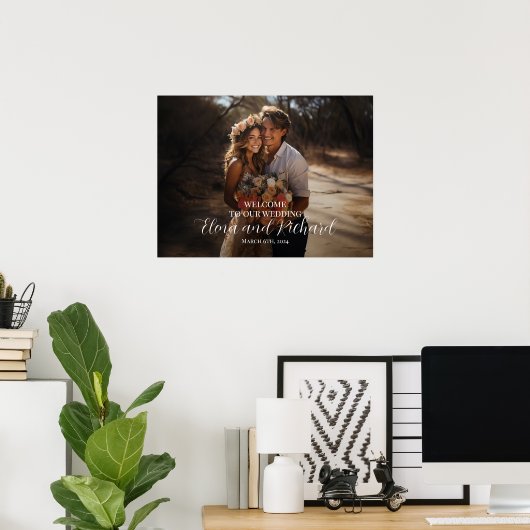 Foto Hochzeitsempfang Zeichen elegante Schrift Poster (Heimbüro)