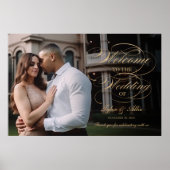 Foto Hochzeitsempfang Zeichen elegantes goldenes D Poster (Vorne)