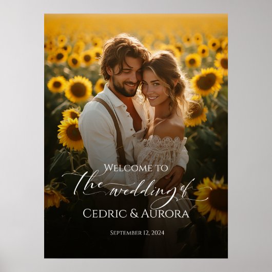 Foto Hochzeitsempfangsschild & elegante Kalligraph Poster (Vorne)