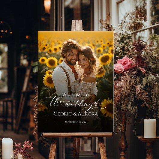 Foto Hochzeitsempfangsschild & elegante Kalligraph Poster