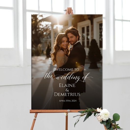 Foto Hochzeitsempfangsschild & elegante Kalligraph Poster